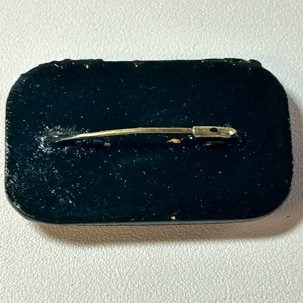 Vintage Russian Rectangular Floral Lacquer Brooch… - image 2